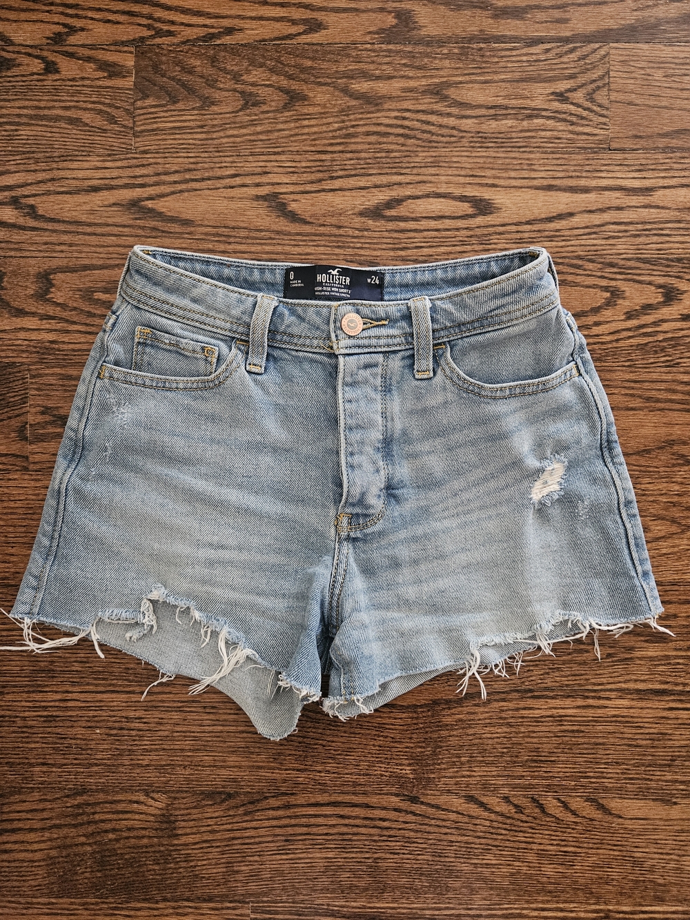 Hollister Light Wash Distressed Denim Shorts